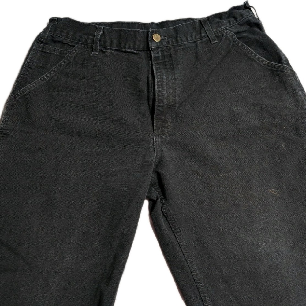 Carhartt USA Made Dungaree Work Pants Black 36x30 Cropped 26.5 Inseam Distressed - Picture 10 of 10